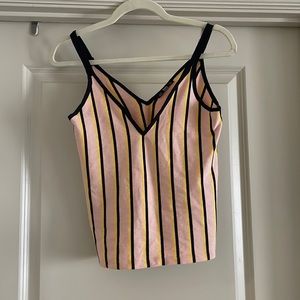 Zara Women’s Striped Pink Yellow Black Crop top Spaghetti Straps Size Small